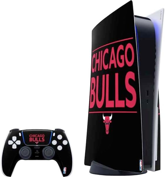 Skinit Decal Gaming Skin Compatible with PS5 Bundle - Officially Licensed NBA Chicago Bulls Large Logo Design