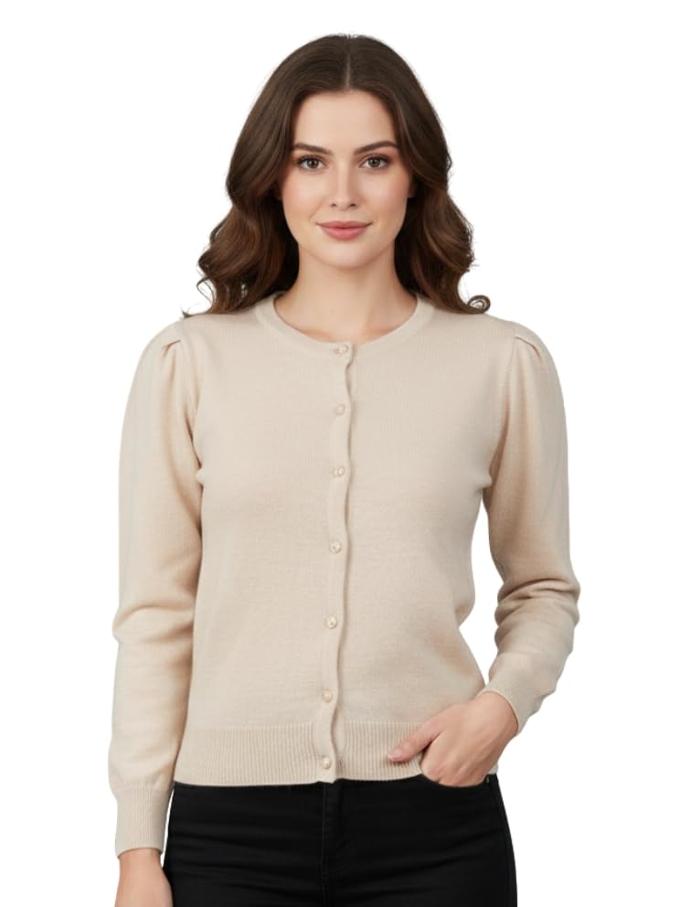 Trending Women Stylish Sweater|Warm & Comfortable Winter wear|Women Buttoned Cardigan Full Sleeves Winter Sweater | Casual Wear Beige-image-20