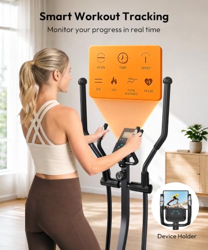 Image of THERUN Elliptical Exercise Machine, Electric Elliptical Machine for Home Use, Magnetic Elliptical Training Machines with 20IN Stride & 32-Level Resistance, 350LB Capacity, App Connectivity