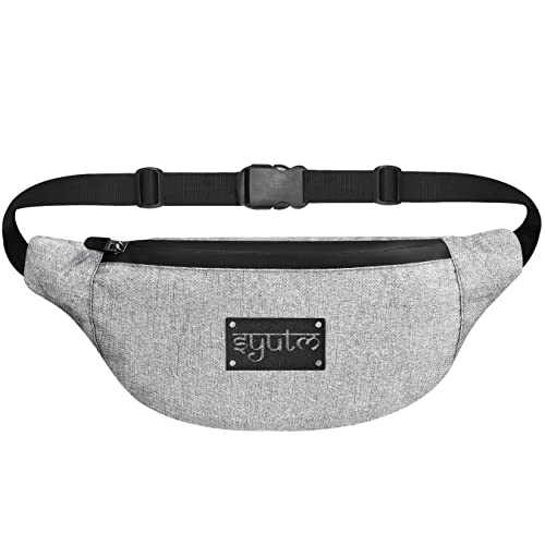 Image of Unisex Waist Pack Travel Handy Hiking Zip Pouch Elegant Style Document Money Phone Belt Sport Bag Bum Bag for Men and Women Nylon Adjustable Strap (Rhino Gray)