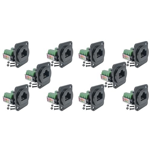 Adaptador RJ45 hembra de tornillo con abrazadera 8P8C para panel tipo D de interruptor
