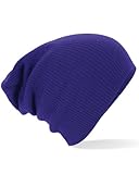 Single Jersey Nackenband Beechfield B461 Slouch Beanie Mütze Gr. Einheitsgröße, violett