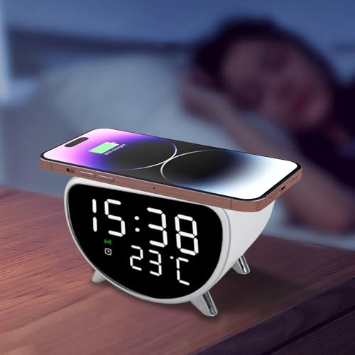 Despertador digital de diseño compacto con carga rápida inalámbrica estable 5
