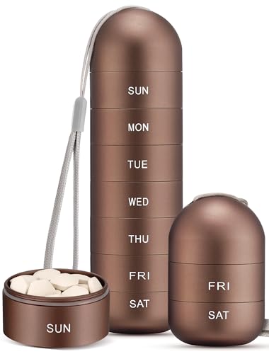 Zannaki Organizador semanal de comprimidos à prova de umidade de metal, liga de alumínio empilhável,
