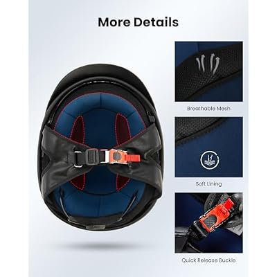 ILM Half Helmet Motorcycle Open Face Sun Visor Quick Release Buckle DOT Approved Cycling Motocross Suits Men Women Model-205V (S, Gloss Black)