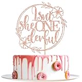 Isn't She Onederful Cake Topper, Girl 1st Birthday Cake Topper, Onederful Decorations, Rose Gold Glitter