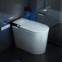 Wenty Luxury Intelligent Smart Toilet With Instant Warm Water Sprayer And Dryer, Auto Flush Foot Sensor Operation Adjusted Temp Heated Bidet Seat Led Display White Wntz2280