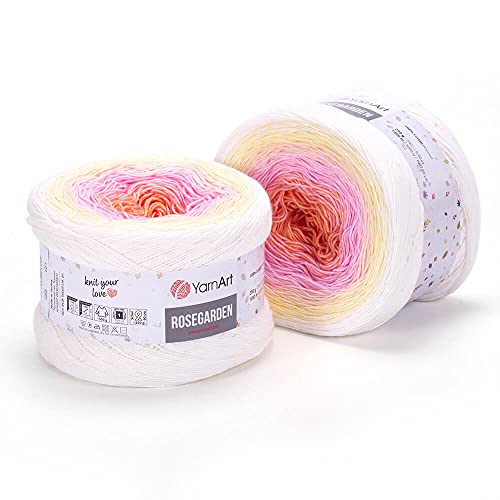 Image of Yarn Art Flowers Rosegarden 100% Cotton 250gr 8.80 oz 1094yds Multicolor Cotton Yarn Rainbow Crochet Yarn Spring Summer (302)