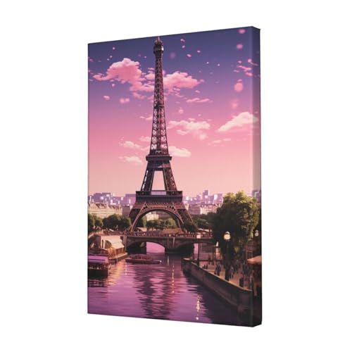 Tableau Paris rose pour chambre de fille et salon chic contemporain