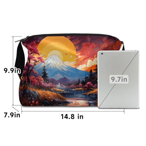 Gym Bags for Men 14.8 Inch Lightweight Carry On Bags for Airplanes Waterproof Duffle Bag for Travel, City Mount Fuji Drawing4