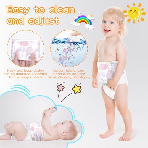 Image of 4Pcs Baby Infant Umbilical Cord Belly Bands Cartoon Cotton Soft Baby Belly Belt, Adjustable Newborn Belly Button Wrap, Baby Tummy Wrap for Protection, Baby Gifts for 0 to 12 Months(Hedgehog)