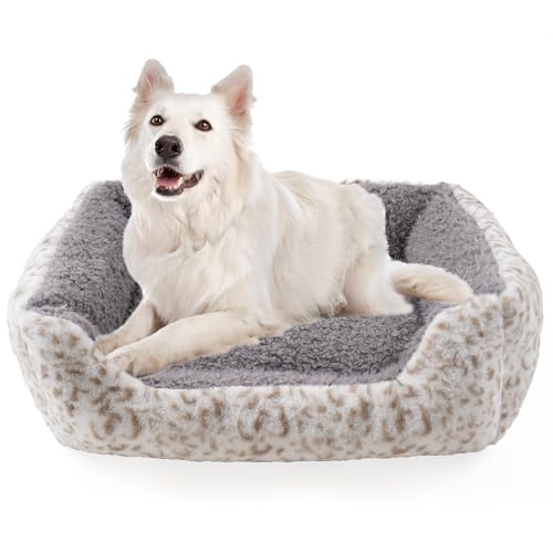 Smouatou Dog Soft Bed, Anti-Anxiety Puppy Cuddler Bed for Puppy Dog and Cat (Grey, L)