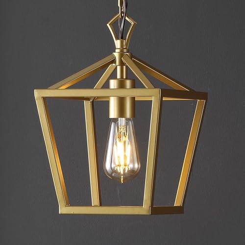 Image of JONATHAN Y Pagoda 1-Light Pendant 8 inch Cage, Gold Painting