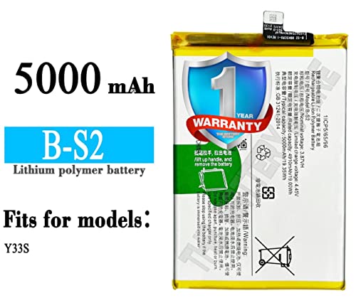 Image of THE BATTERY STORE Original B-S2 Battery Compatible for Vivo Y33S V2109 Battery with 1 Year Warranty and high Capacity Battery Backup(for B-S2)