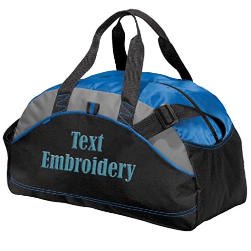 Custom Sport Duffel Bag Add Your Embroidered Text Medium Contrast Sport Gym Travel Water Resistant Duffel Bag Royal