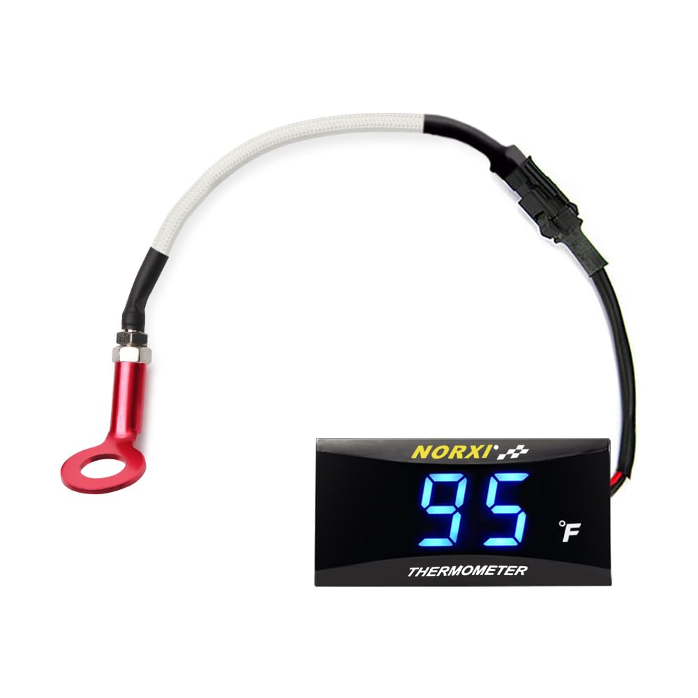 Norxi Cylinder Head Temperature Meter Engine Temperature Gauge with 10mm 14mm Probe Sensor Adapter (Blue,10mm)