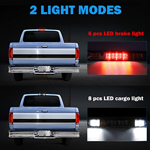 Smoked Led 3Rd / Third Brake Light Compatible With 1992 1993 1994 1995 1996 1997 Ford F150 F250 F350 Bronco - High Mount Stop Light Waterproof Cargo Lamp With Gasket #TOP1