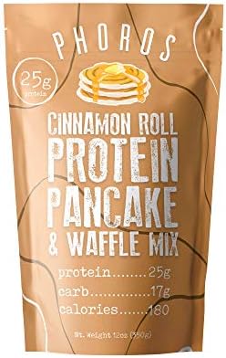 Protein Pancake Mix & Protein Waffle Mix by Phoros Nutrition, 30g of Protein, Low Carb, High Protein, Keto-Friendly, Whey Protein, Whole Wheat Pancakes, Just Add Water (Cinnamon)