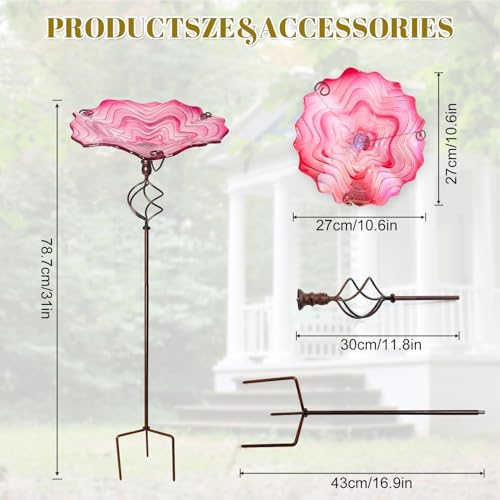 Bain d'oiseaux d'extérieur en fer forgé au design floral durable