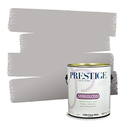Prestige Paints Interior Paint and Primer In One, 1-Gallon, Semi-Gloss, Comparable Match of Sherwin Williams* Essential Gray*