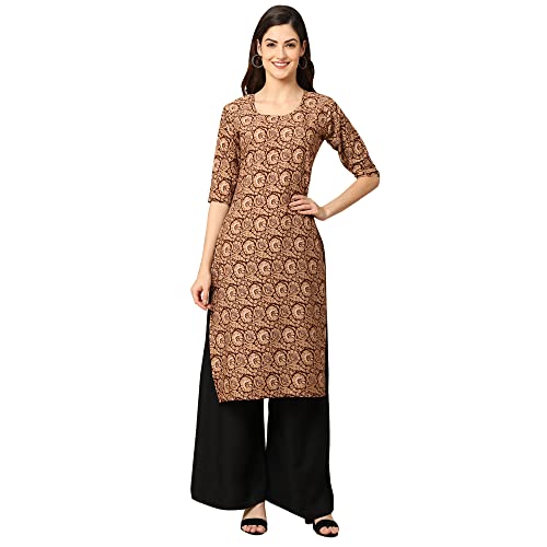 Image of Pinkmint Women's Crepe Grey Color Floral Printed Straight Kurti[NB-530357]