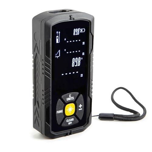 Velleman Medidor láser de distancias 50m, medición precisa para construcción e Interiores, medidor Digital, IP54, medición Continua de Volumen y área, función Pitágoras, batería de Larga duración,