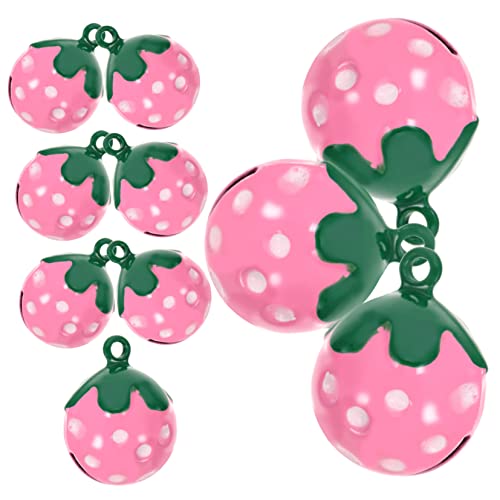 Mikikit Strawberry Bell Pendant for Dogs 10pcs Mini Bells for Collar and Crafts