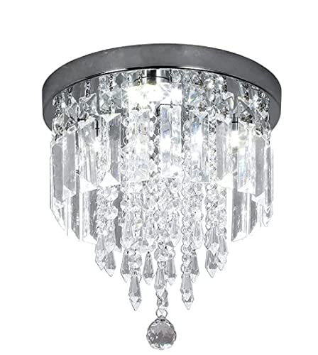 Image of CRYSTA WORLD Raindrop K9 Crystal Modern Chandelier for Living Room /Bedroom /Hall, (Round ABCD, l12 /w12 /h10.5')