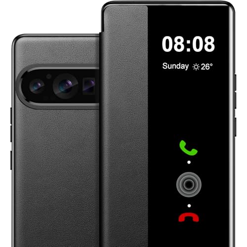 Étui à rabat pour Google Pixel 10 rigide S View coque noire protection écran sans ouvrir
