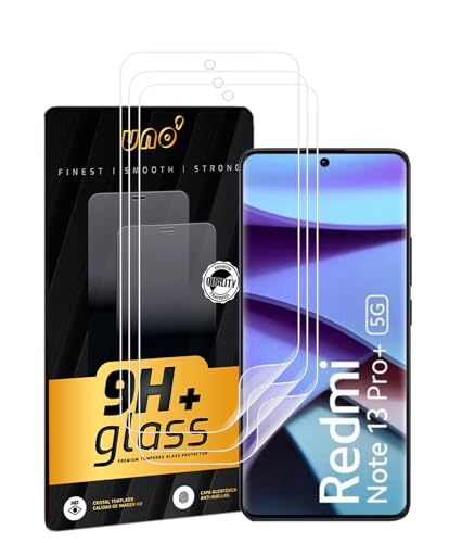 Uno'[Pack 3] Protector De Pantalla Hidrogel Para Xiaomi Redmi Note 13 Pro+, Flexible, Autorreparable, Cobertura 3d Pantalla Curva, Antiarañazos, Alta Sensibilidad, Antihuella Instalación Fácil