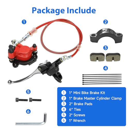 YOXUFA Mini Bike Hydraulic Disc Brake Caliper Kit Replacement for Baja Doodle Bug DB30 Blitz Dirt Bug Predator 79cc 97cc 2.8hp Mini Bike Parts with 50 inch Hose Tube Master Cylinder