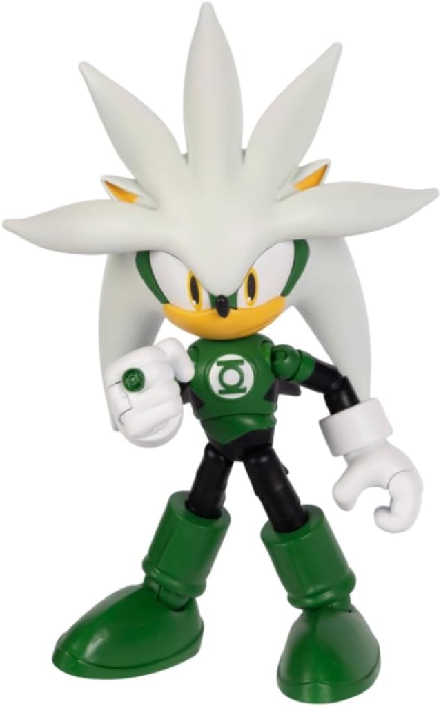 Sonic The Hedgehog DC x Sonic Silver Green Lantern 5-inch Action Figure Officially Licensed by Jakks Pacific Highly Poseable Detailed Design Collector's Packaging