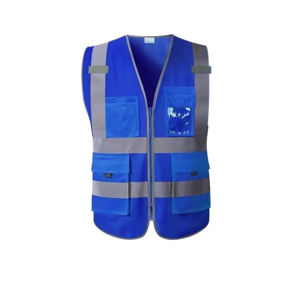 Chaleco de Alta Visibilidad Chaleco Reflectante Chaleco Reflectante De Seguridad Con Cremallera, Traje De Saneamiento For Construcción, Chaleco Reflectante Chaleco de Trabajo Chaleco de Seguridad(Blue