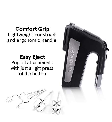 Gourmia GHM2530 Illuminating Electric Hand Mixer with 6 Speeds + Turbo Mode - Powerful 300-Watt Motor - Integrated LED Spotlight - Includes Beater Whisks & Dough Hooks by Gourmia - Image 5