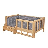 Erhhtes Hundebett mit Treppe, Holzrahmen, Welpen/mittelgro/gro,  Haustiersofa, Kinderbett und waschbar, weiche Matratze, fr drinnen und  drauen, Hundehtte (mittelgro, keine Treppe) : Amazon.de: Haustier