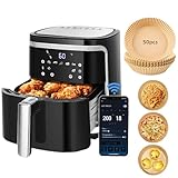 SANDALFON Freidora de aire inteligente sin aceite 7L, 1900W, 9 funciones preestablecidas, mantener caliente, modo manual, panel LED táctil. Doble uso: cesta o cajón. Sin BPA. Libro recetas incluido