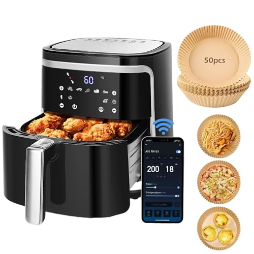 SANDALFON Freidora de aire inteligente sin aceite 7L, 1900W, 9 funciones preestablecidas, mantener caliente, modo manual, panel LED táctil. Doble uso: cesta o cajón. Sin BPA. Libro recetas incluido
