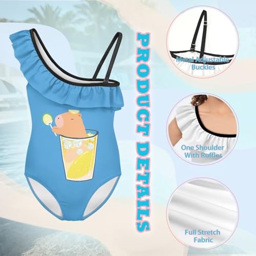 Image of Girls Swimsuit One Piece Ruffle Swimsuit Non-Slip Straps UPF 50+ for Girls Size 3-14 Years