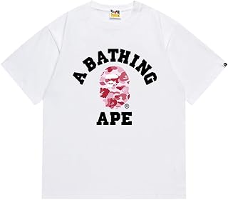 B_APE風 フローラルTシャツ 綿100% 吸汗速乾 ユニセックス Black Red SC266
