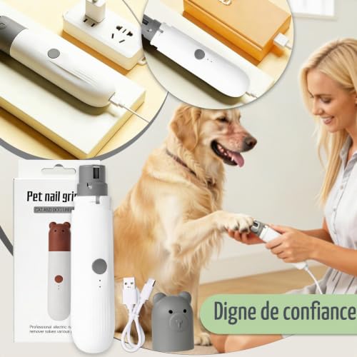 TULAMORIY Lime à Ongles pour Chien et Chat,Ponçage Silencieux,3 Vitesses,Ponceuse Confortable pour Soins des Ongles à Domicile,Coupe-Ongles pour Adaptée Toutes Tailles d'animaux – vue 7