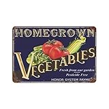 Verduras Tomate Maíz Cartel De Metal Vintage Letrero De Lata Resistente Y Duradera Letreros De Estaño para Bar Baño Aire Libre 20X30Cm
