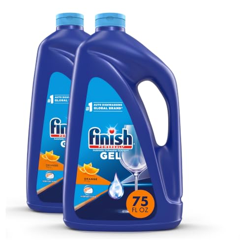Finish Gel Dishwasher Detergent Liquid, Plastic Free, Orange, 75oz, 2 Pack