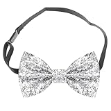 Sparkly Bow Tie,Bow Ties for Men,Silver Bow Tie,Glitter Sequin Boys BowTie,Adjustable Strap,Bowtie for Men Bachelor Dance Night Party Carnival Christmas Halloween Fancy Dress Stage Show (Silver)