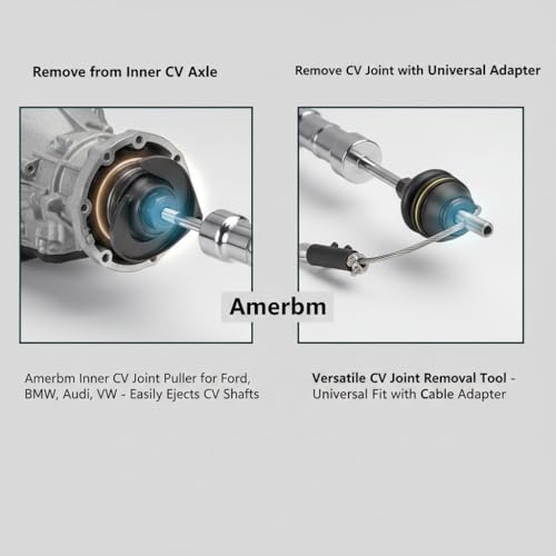 Amerbm 10lb Heavy Duty CV Axle Removal Tool Kit, Professional Inner CV Joint Puller with 10 Pounds Slide Hammer, 63mm & 48mm CV Joint Fork Adapter Attachments for Front Wheel Drive FWD Axle Half Shaft by Amerbm - Image 9