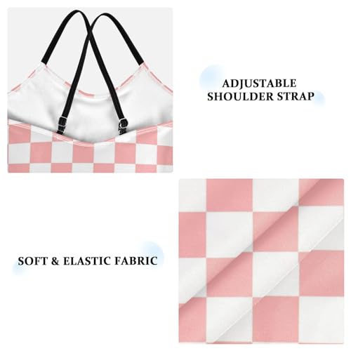 Image of Black and White Chess Girls One Piece Swimsuits Board Marble Tile Sport Halter Swimwear Beach Bathing Suit 3T