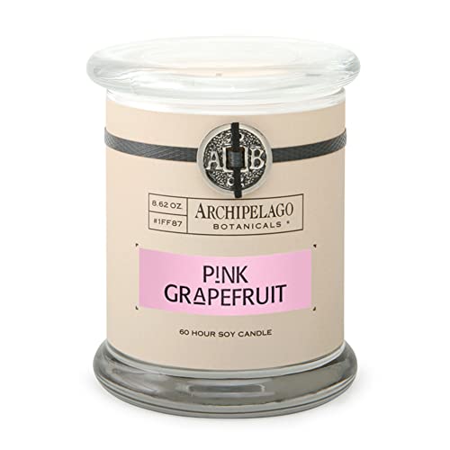 Archipelago Botanicals Pink Grapefruit Glass Jar Candle | Sparkling Grapefruit, White Currants And Raspberry | Hand-Poured Premium Wax And Lead-Free Wicks | Burns Approx. 60 Hours (8.62 Oz) #TOP18