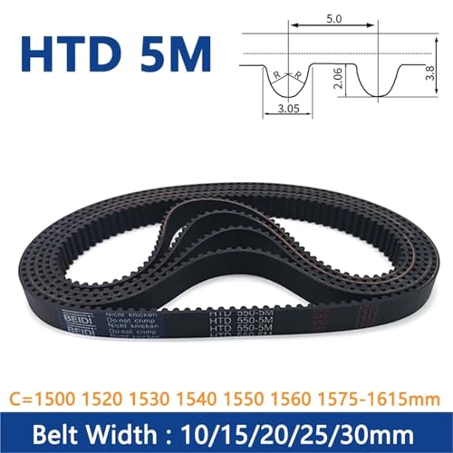 Courroie distribution HTD 5M anti glissement synchrone caoutchouc boucle fermée