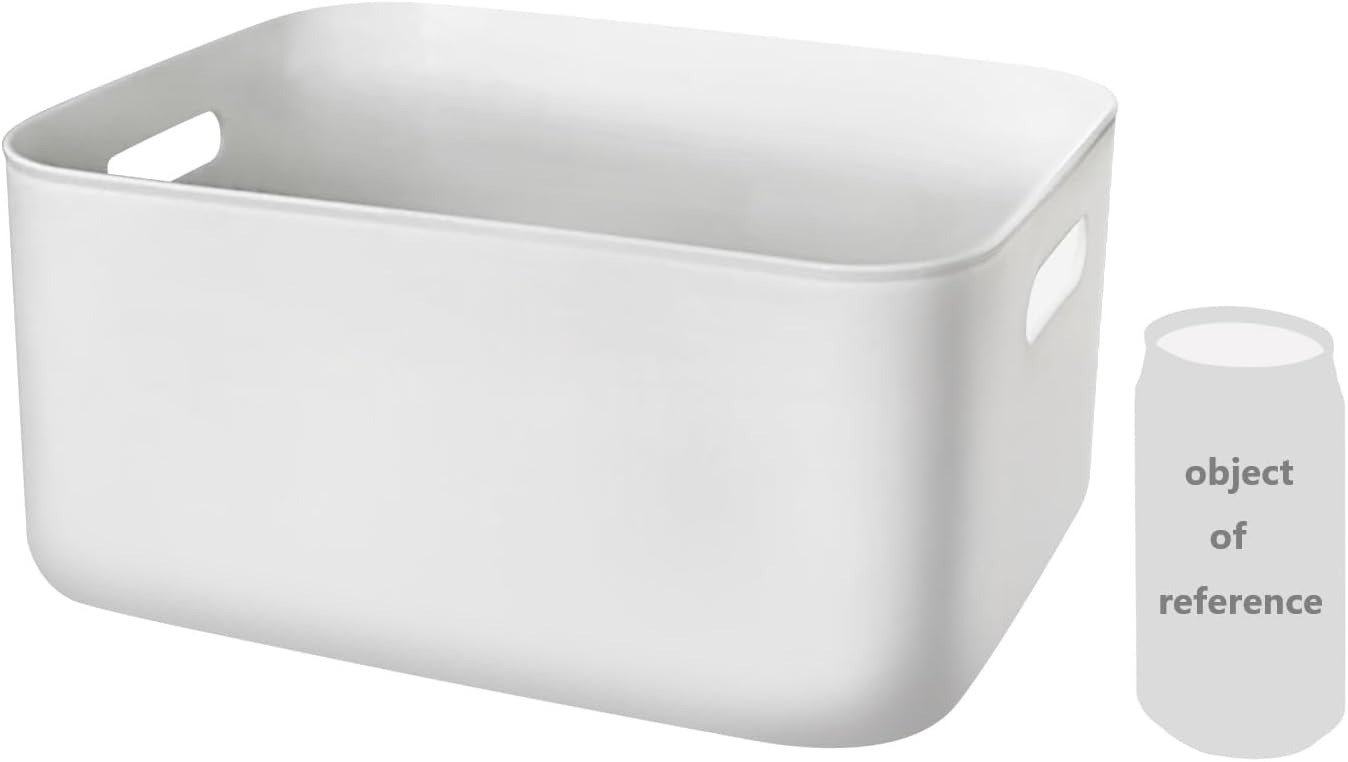M Plastic Storage Baskets for Shelves – Organizer Bins for Shelves Plastic,For Bathroom, Kitchen and Living Room,White Organizer Bins (M)