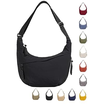 Borsa A Mezzaluna Per Donna, Borsa A Mezzaluna In Nylon A Tracolla Hobos Gnocco In Nylon Portatile Con Tracolla Regolabile (Nero)