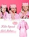 Jecery 5 Pack Spa Robes for Party Sleepover Slumber Birthday Party Squad Robes DIY Silk Satin Bathrobes with Headband(8,Pink)